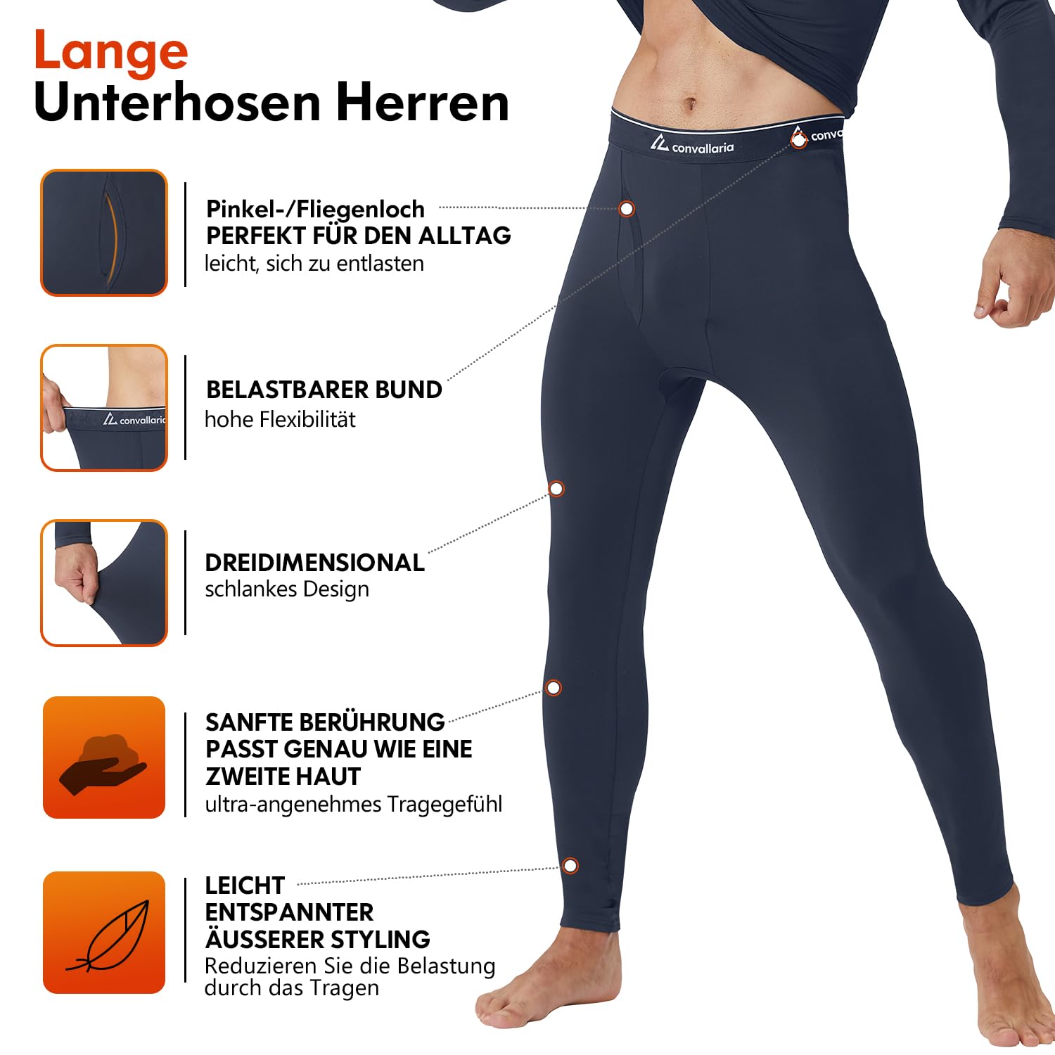 CL convallaria Thermounterwäsche Herren Funktionsunterwäsche Skiunterwäsche Winter Thermowäsche Set Warm Weich Funktionswäsche Thermo Unterwäsche Innenfleece Thermounterhemd Thermounterhose für Männer