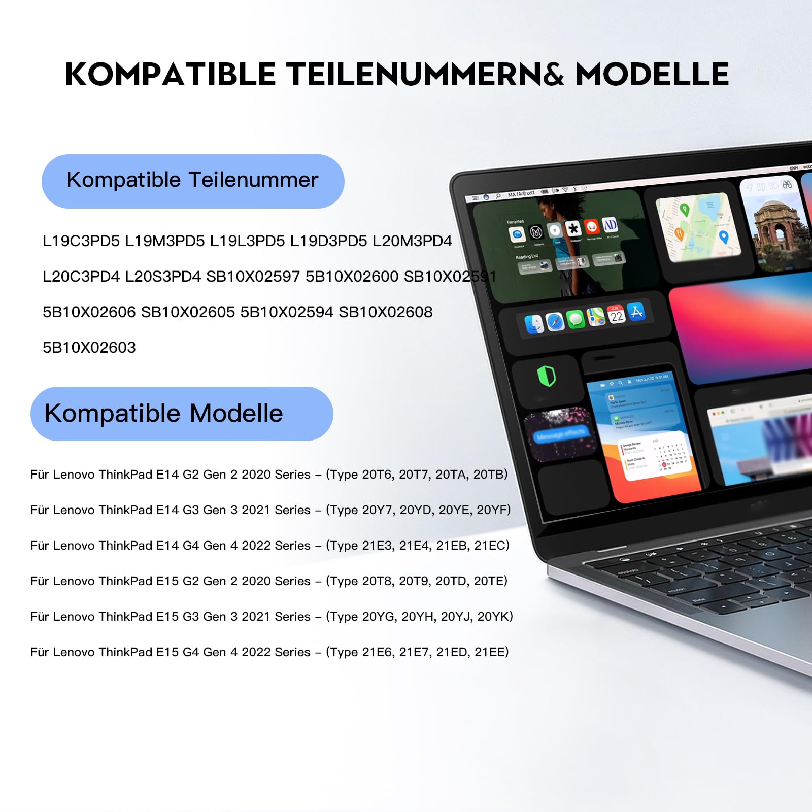 L19C3PD5 Akku für Lenovo ThinkPad E14 E15 Gen 2 Gen 3 Gen 4 Series