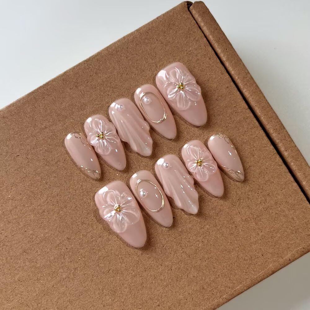 Handmade Acrylic Press On Nails Almond Simple False Nails