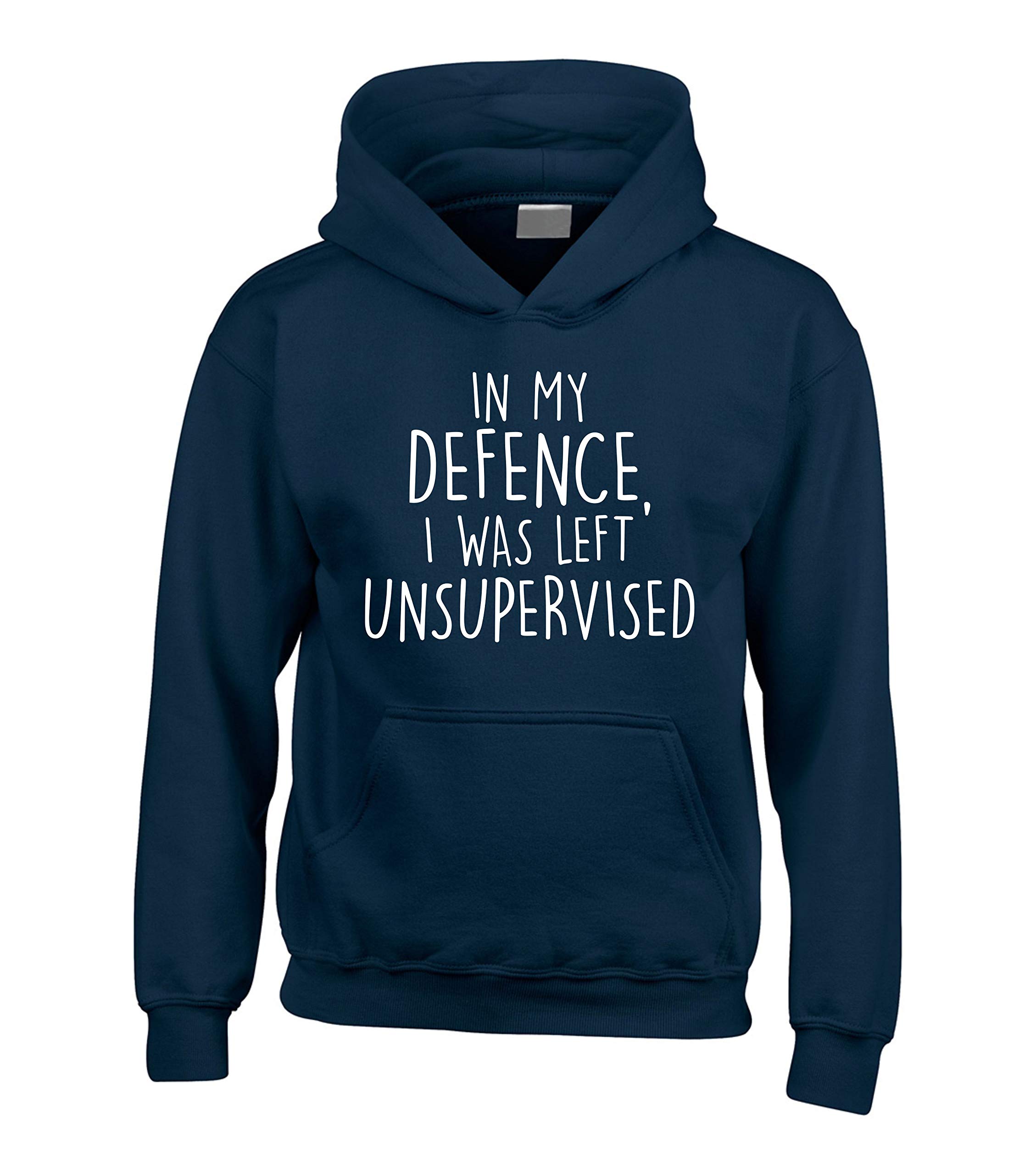Edward Sinclair | In My Defence | I Was Left Unsupervised | Hoodie | White Print | LARGE | Navy