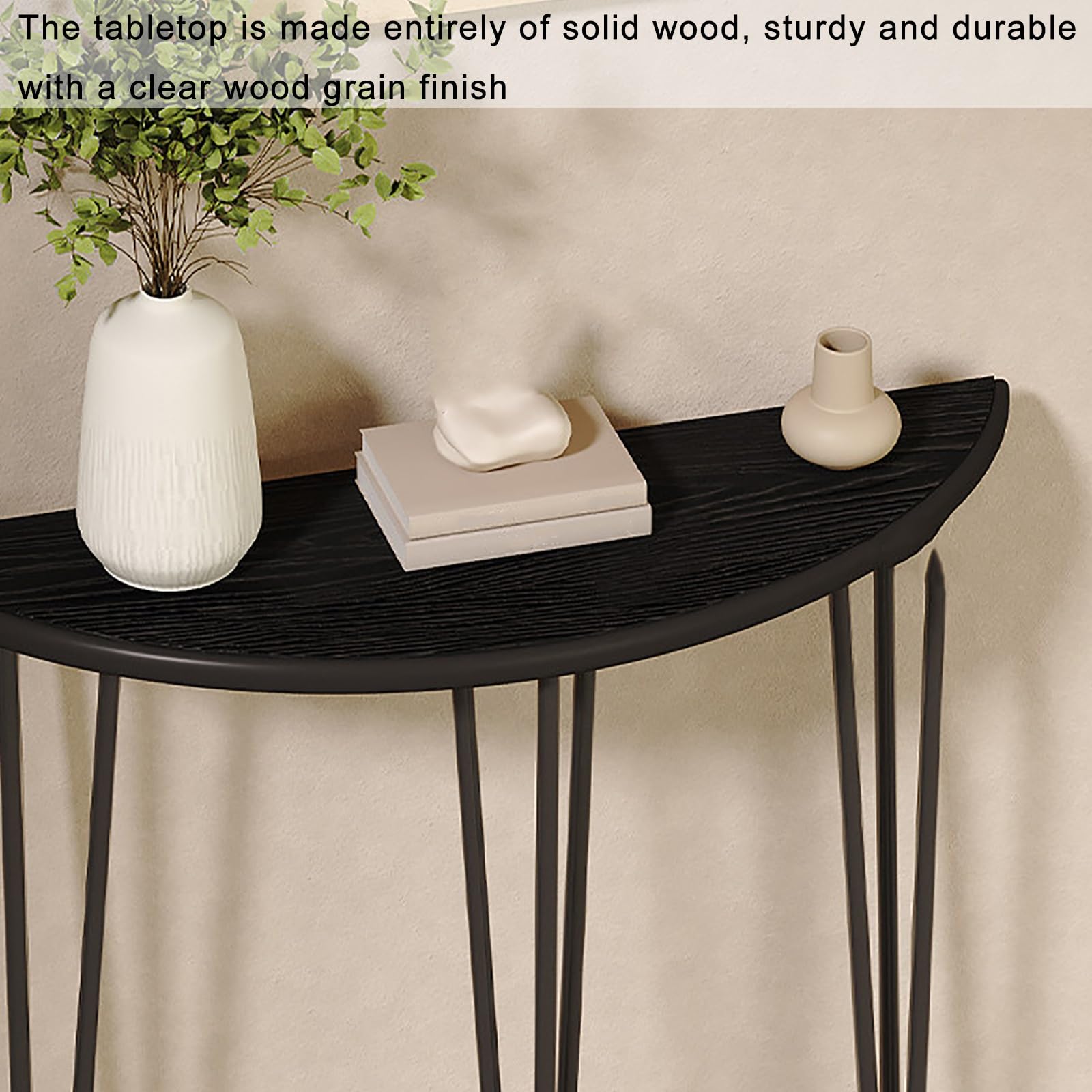 HalfMoon - Console moderna salvaspazio per ingresso, con gambe in metallo, elegante accento per corridoio, soggiorno, atrio e dietro il divano (bianco, 80 x 25 x 90 cm)