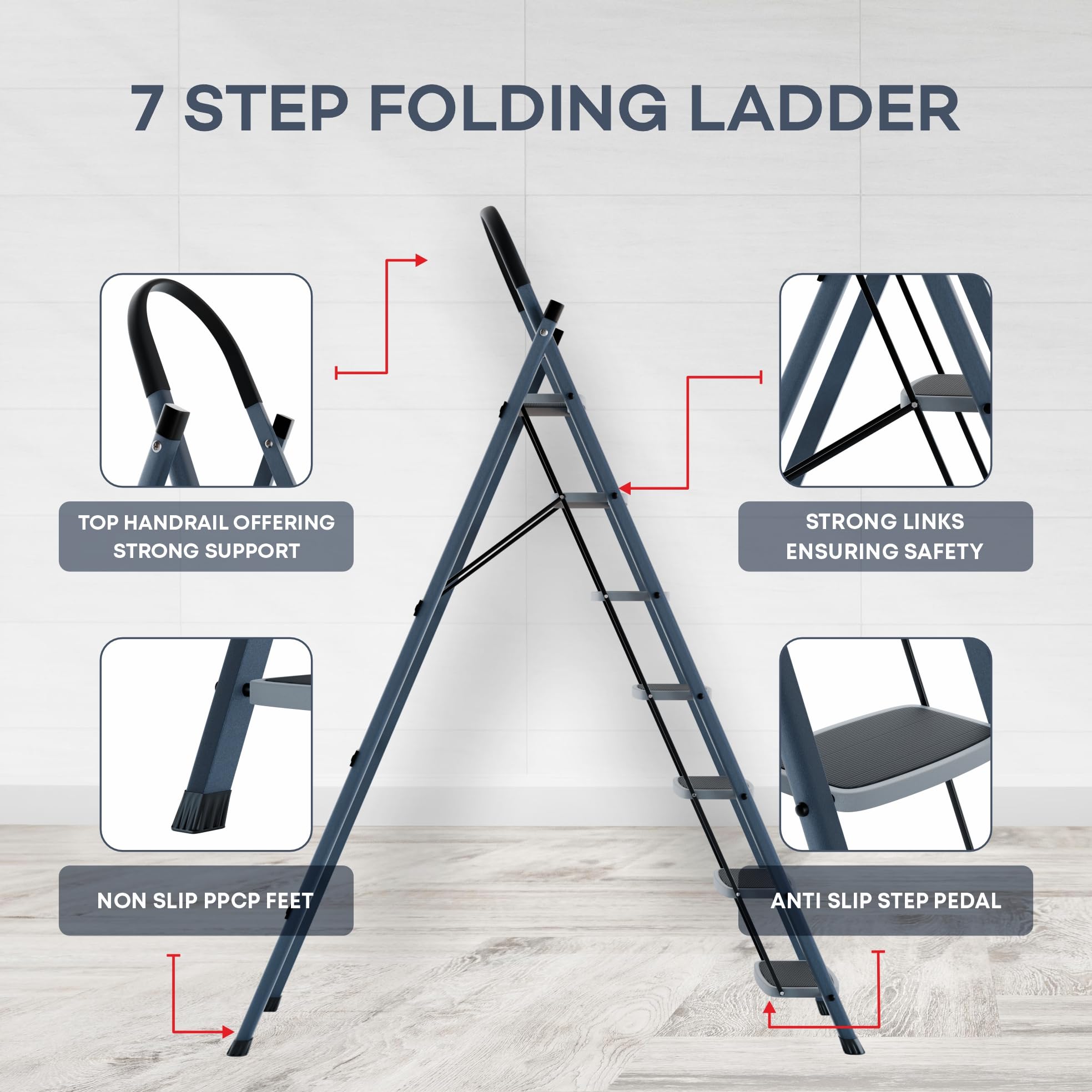 LAPO 7 Step Ladder - Heavy Duty Folding Steel -2 LAPO 7 Step Ladder - Heavy Duty Folding Steel -2