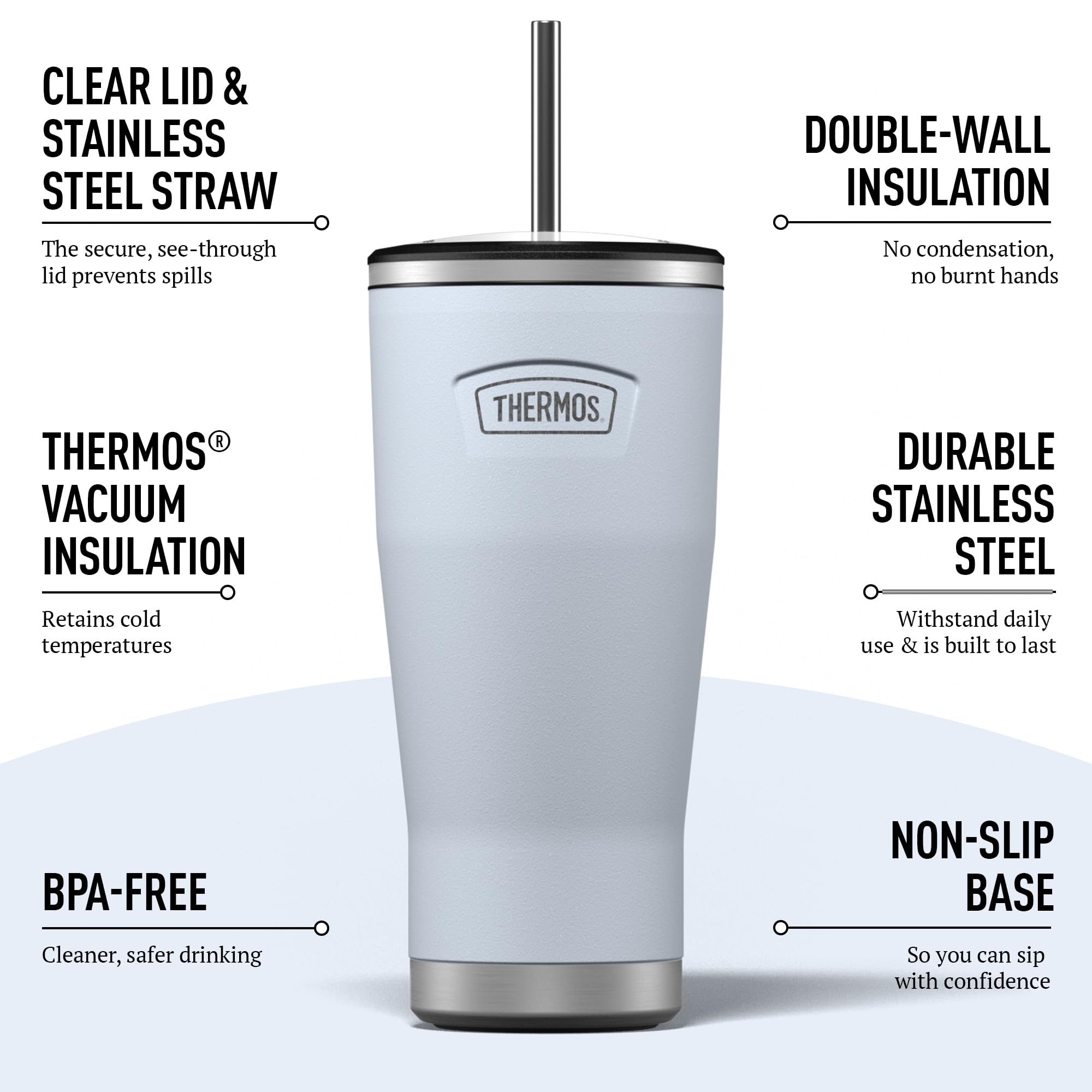 Thermos Trinkflasche aus Edelstahl, Motiv: Harebell Blue Icon (710 ml), BPA-freie Metall-Wasserflasche mit Strohhalm, wiederverwendbare Sportflasche, 22 Stunden Kaltgetränke, spülmaschinenfest | Thermoisolierte Wasserflasche für Erwachsene, Edelstahl, mit