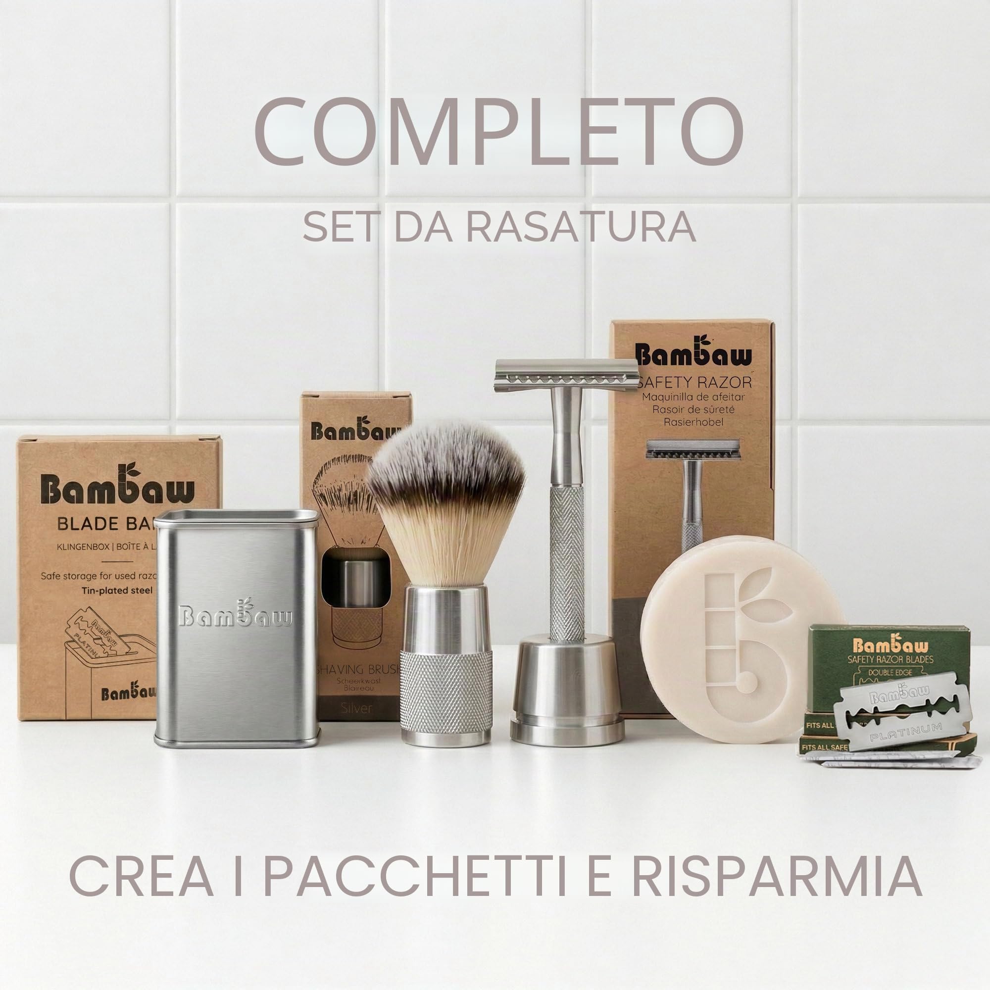 Pennello da Barba - Argento - Bambaw
