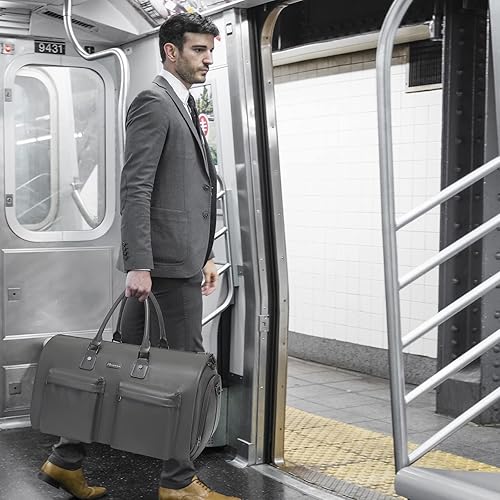 Miniatura 7 de Bolsa de cuero para viajes, bolsa de viaje Modoker con correa para el hombromúltiples bolsillos, ideal para viajes de negocios y escapadas de fin de