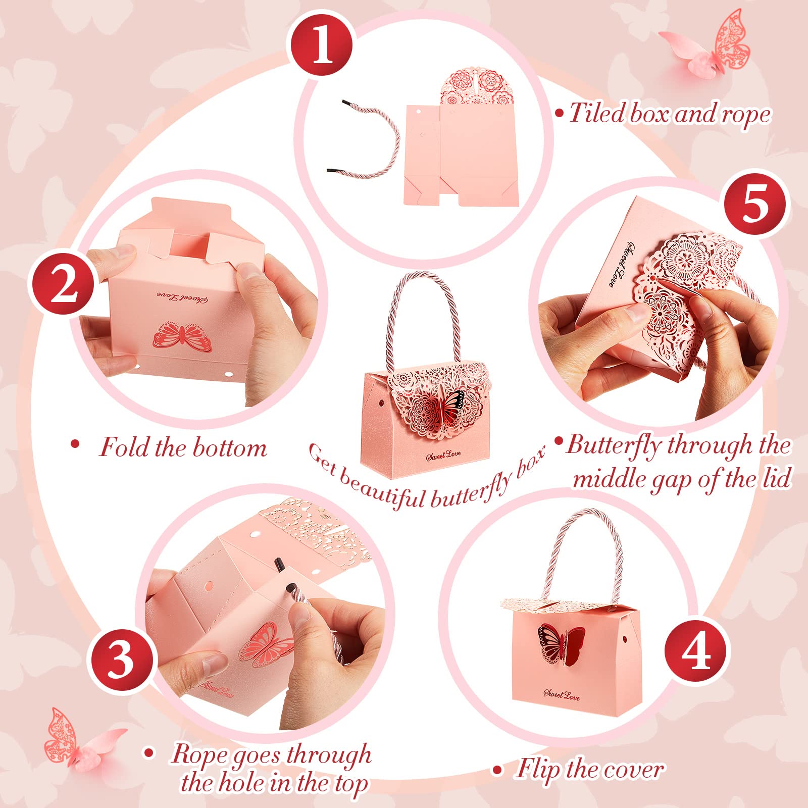 Confezione da 50 farfalle, bomboniere, bomboniere, bomboniere, caramelle, bomboniere, bomboniere, per matrimoni, compleanni, feste e feste