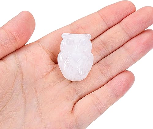 Miniatura 6 de CrystalTears Figura de búho de cristal de cuarzo transparente, tallada natural, piedra preciosa de cristal curativo, estatua de animal para