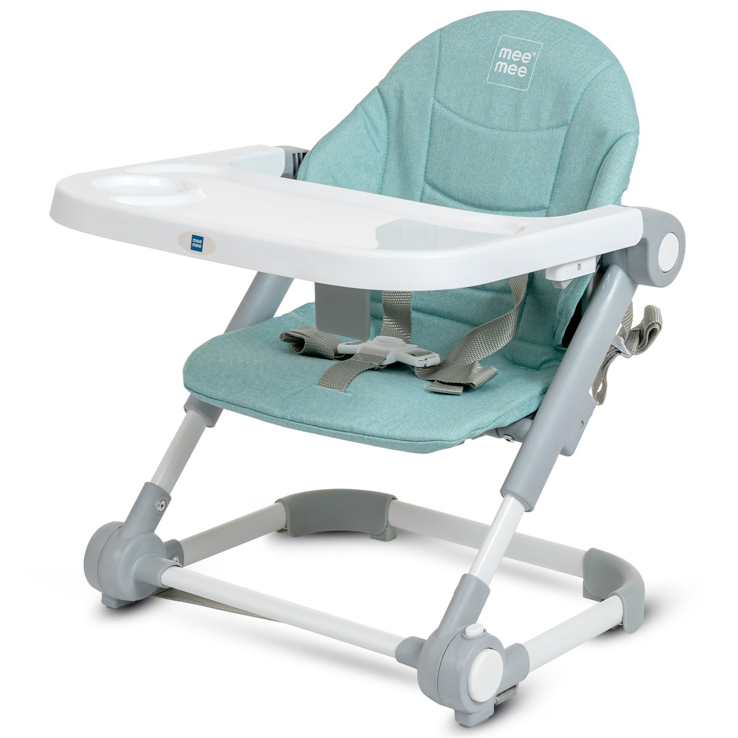 Mee Mee 2-in-1 Booster Seat and Baby Chair with 3-Height Adjustments with Removable Food Tray & Safety Belt, for Babies of 0 Months+ (Grey)-image-4