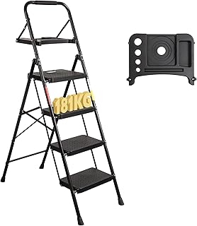 BONTEC 4 Step Ladder with Wide Anti-Slip Peda...,