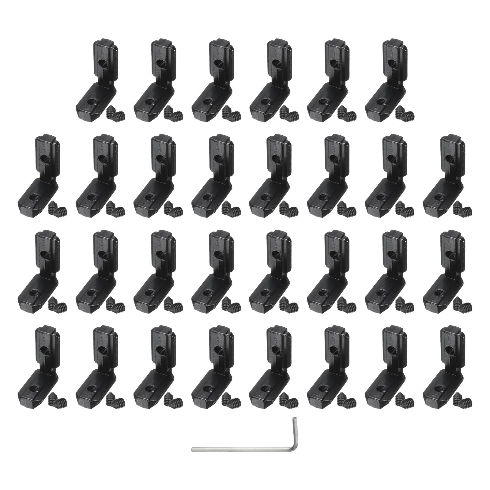 Raccord d'angle intérieur noir 3030 L uxcell pour profilé alu de fente 8mm avec vis M6 et clé