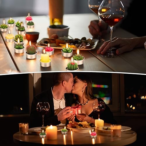 Miniatura 5 de Lounsweer 72 velas de cactus suculentas hechas a mano, delicadas, velas de cactus para spa, cumpleaños, baby shower, boda, fiesta, regalos,