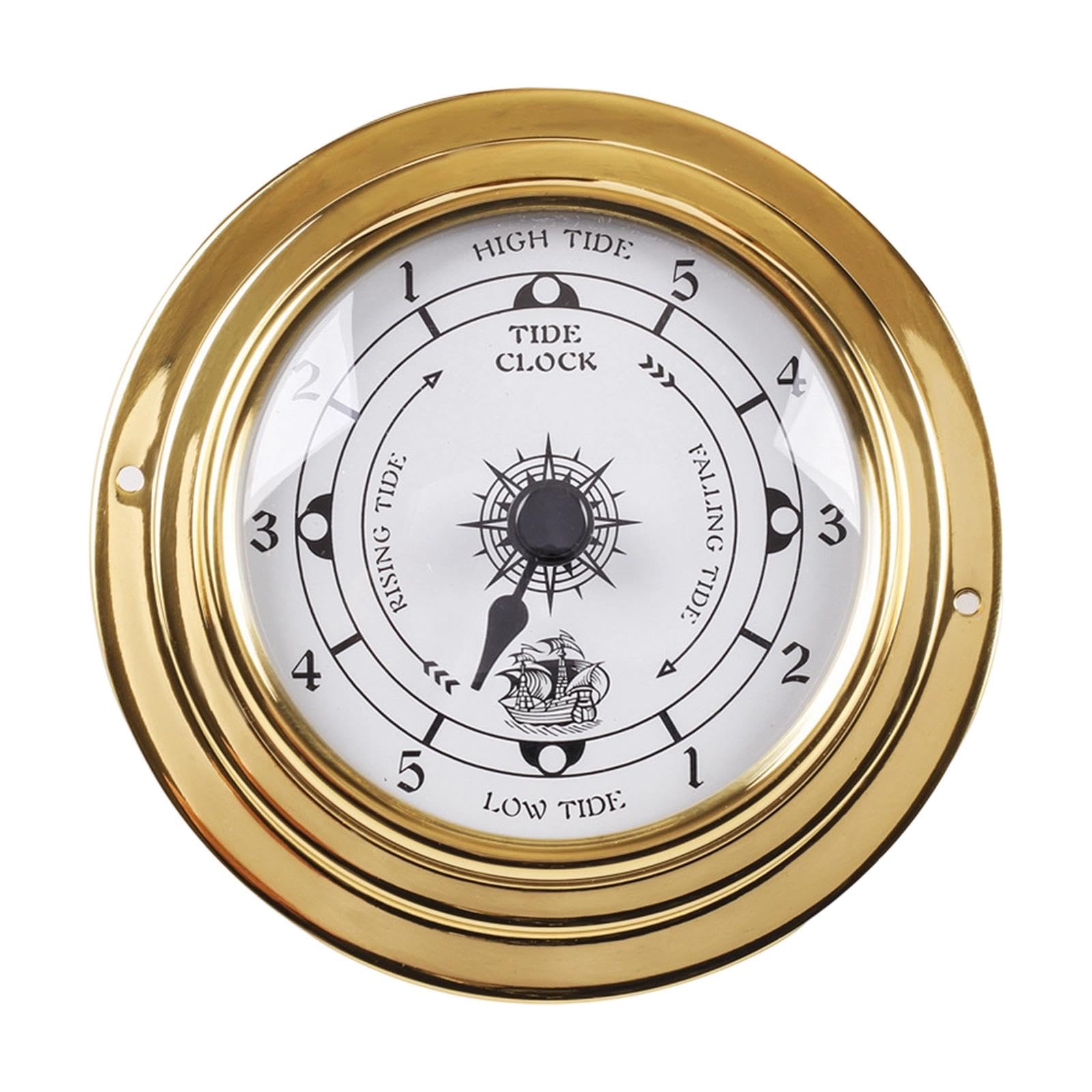 predolo Horloge de marée silencieuse en Laiton, Horloge Murale Nautique précise, marées Hautes et Basses pour intérieur et extérieur, voilier, Yacht, Marine