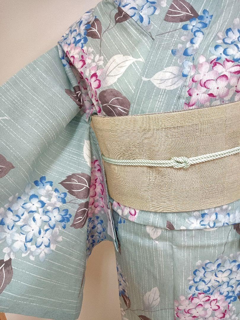 綿麻浴衣 トールサイズ 裄70cm 紫陽花 身丈 170cm 袖丈 49cm 裄 70cm 前巾