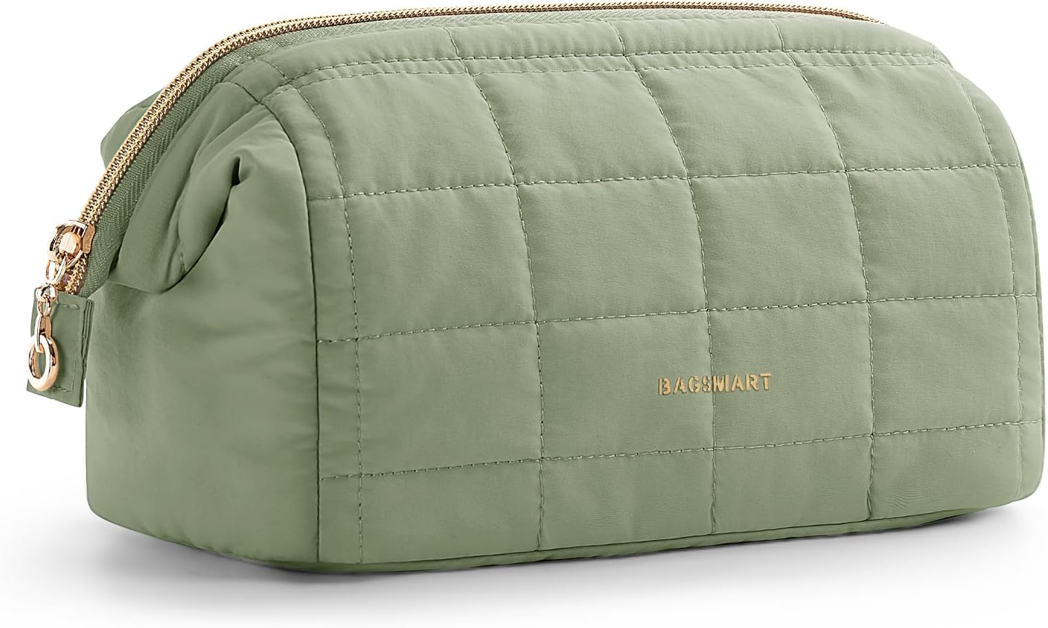BAGSMART(バグスマート) メイクアップバッグ 旅行用トイレタリーバッグ, L-モッシーグリーン, A-Solid, メイクバッグ