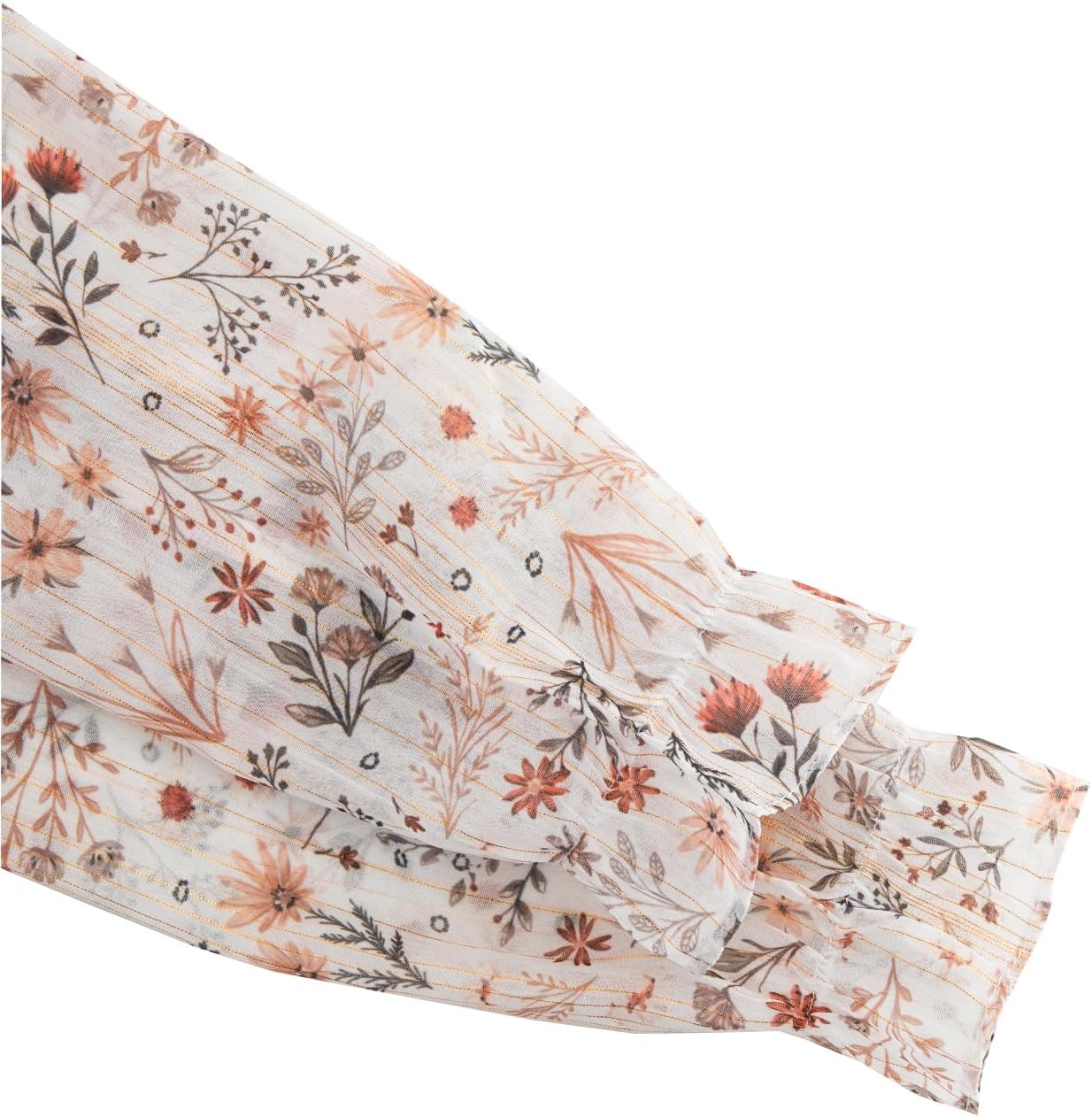 Girls Fall Long Sleeve Dress Floral Ruffle Flower Girl Formal Party Holiday Midi Dresses with Belt 5-14 Years - Image 4