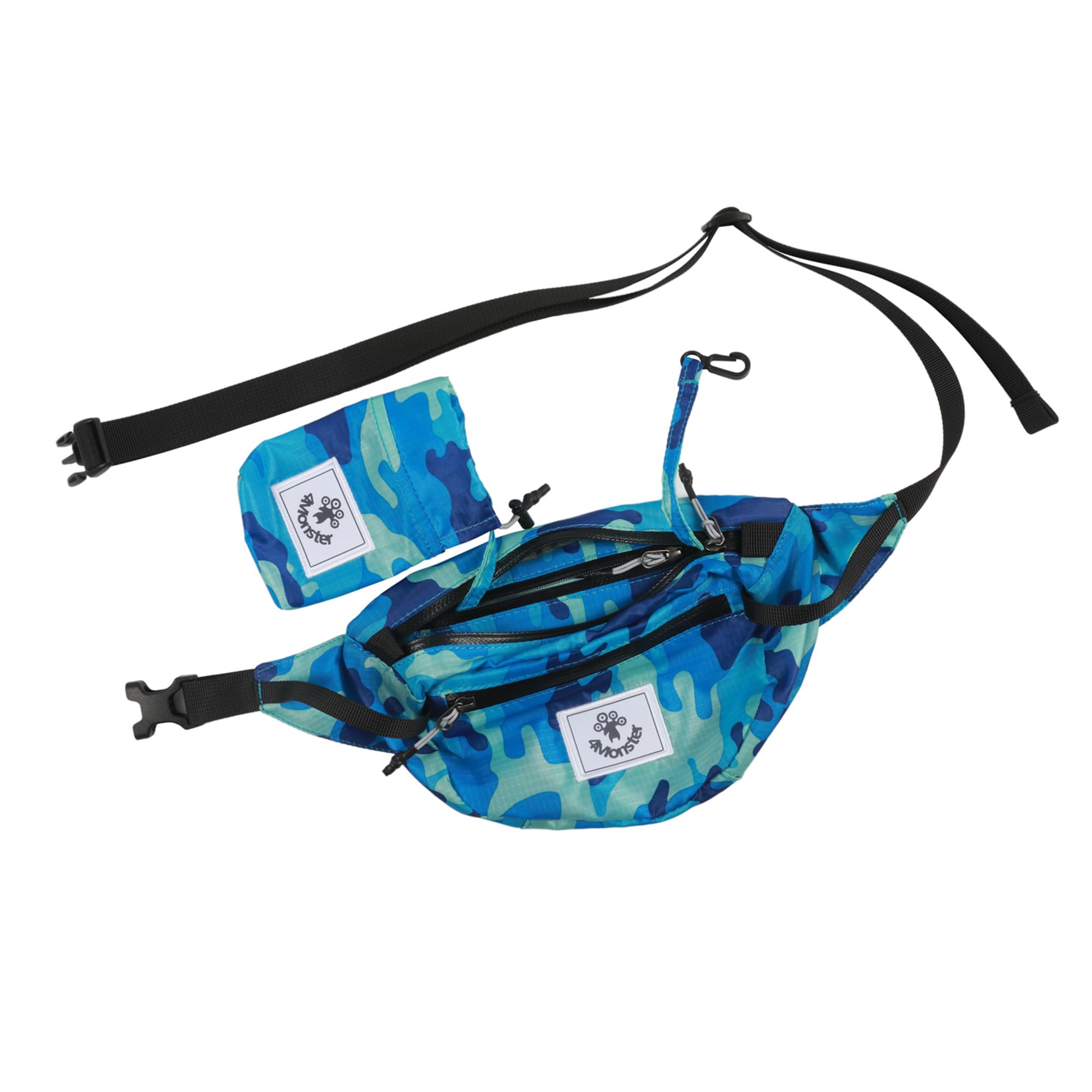 4MonsterHiking Waist Packs Portable,Water Resistant Fanny Bag with Adjustable Strap,Lightweight Crossbody Chest Bag Slim Bag, Navy Blue, 2L, Classic
