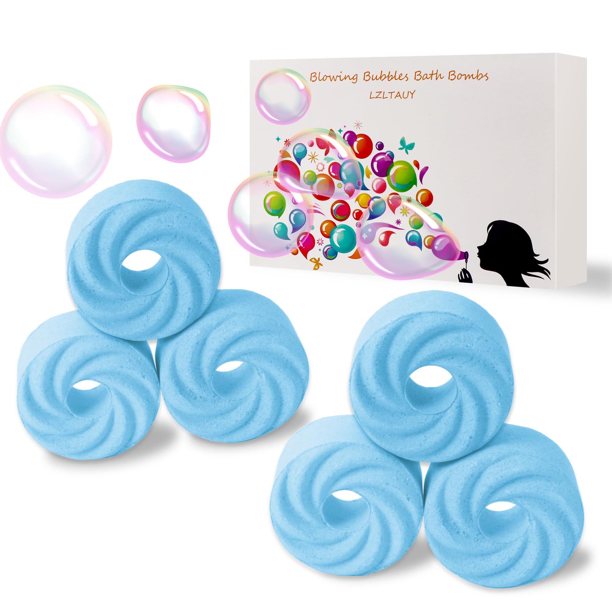 Bath Bombs Blow Bubbles, shea Butter Dry Skin,Moisturize,Bath Gift Set for Women,Organic Bath Ball for Boys and Girls,6pcs Eucalyptus