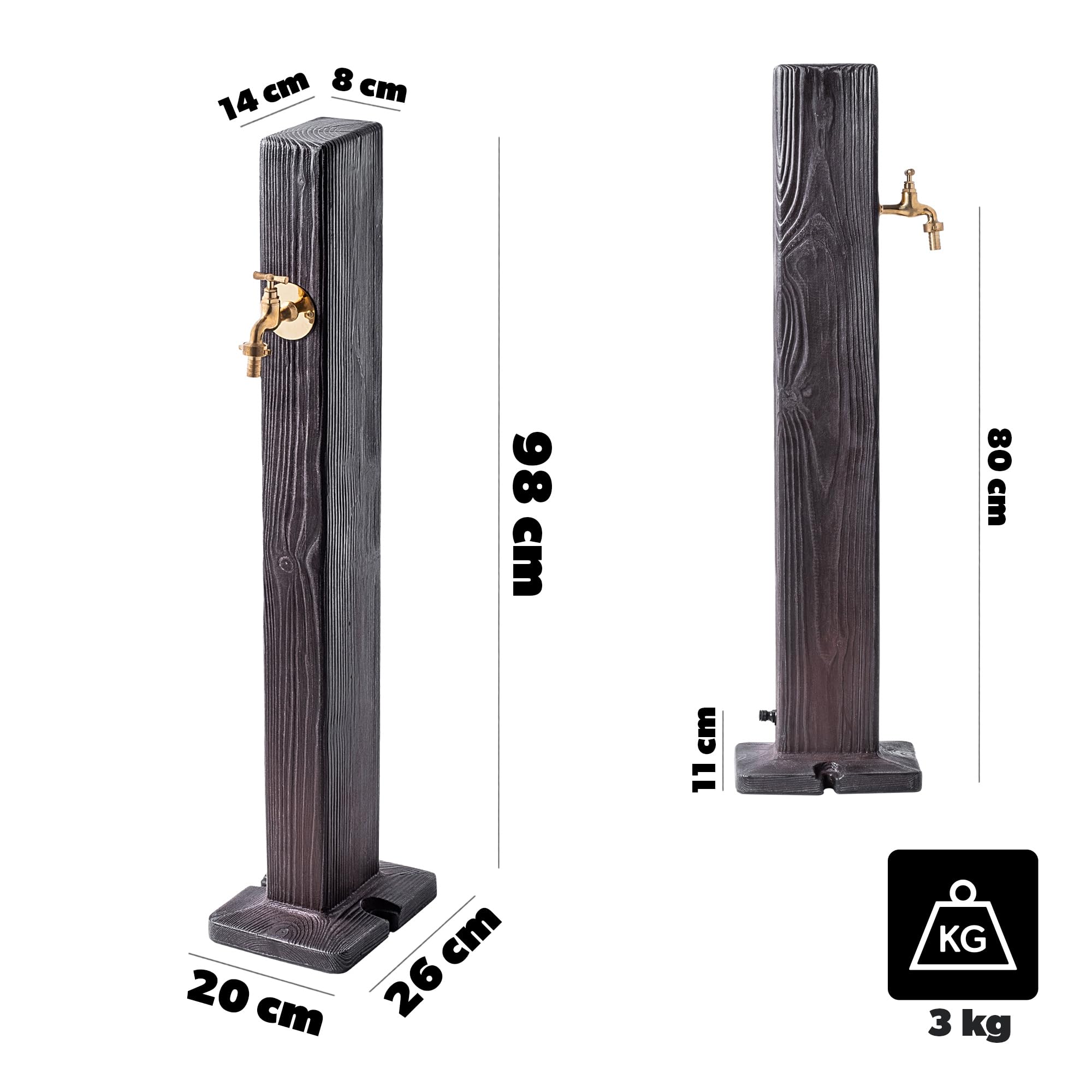 KADAX Columna de Agua de Plástico para Jardín Con Grifo Independiente (Madera)