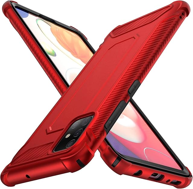 ORETECH for Samsung A51 4G Case,Galaxy A51 Phone Case(not for 5G),With[2 x Tempered Glass Screen Protector] FullBody Shockproof Hard PC Soft TPU Protective Case Compatible With Samsung Galaxy A51- Red