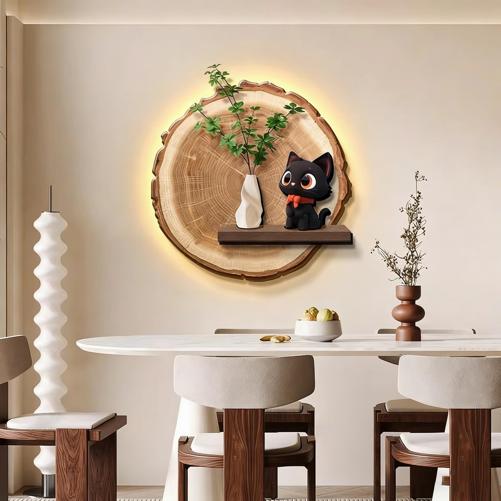 Art mural moderne 3D LED en porcelaine cristal premium 60cm