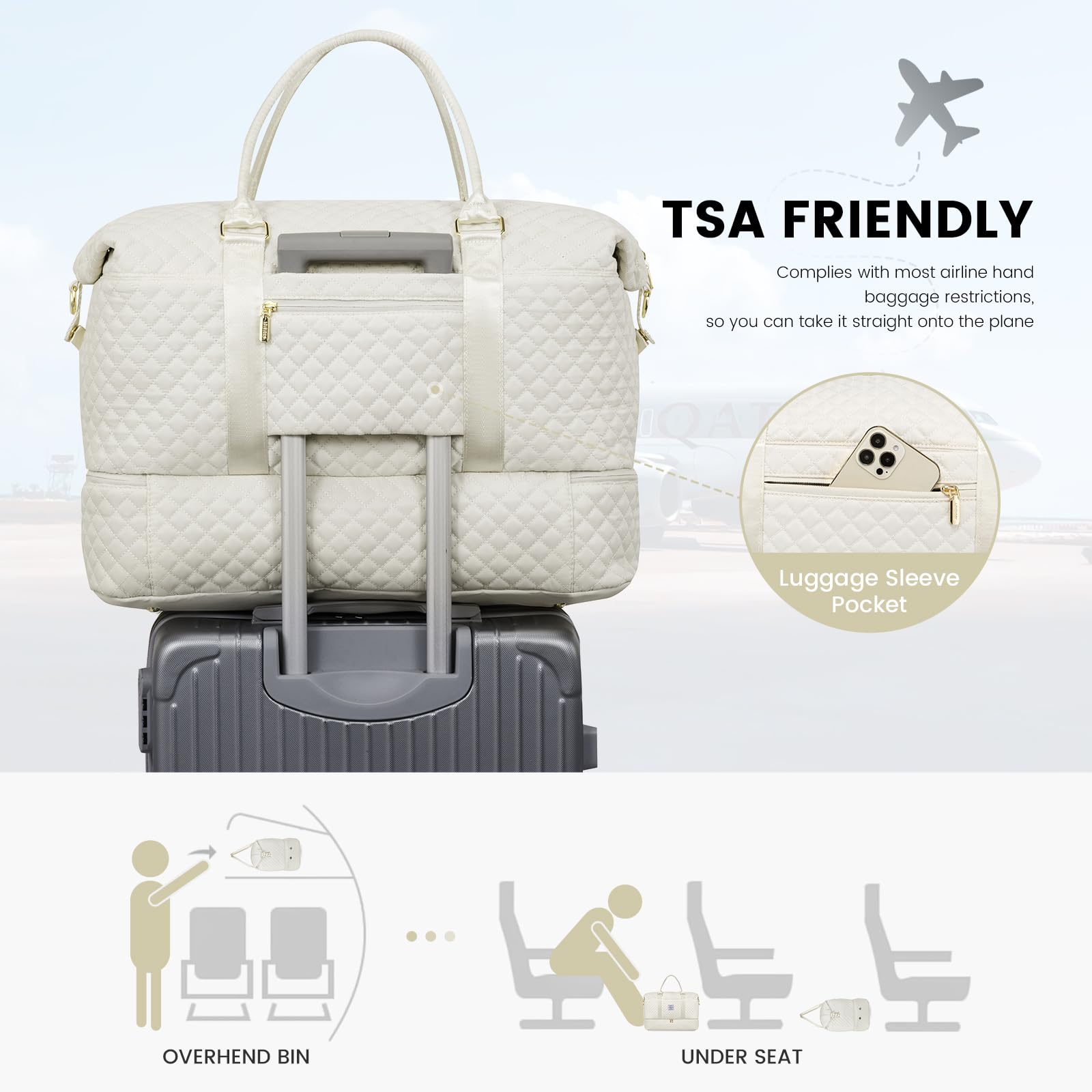 LOVEVOOK Borsa da Viaggio Donna Borsone Palestra Donna Bagaglio a Mano Easyjet Cabin Bag Weekend Travel Duffel Gym Bag con Organizer Valigia Grande Borsa Parto Ospedale Mamma Nascita per Aereo Sauna