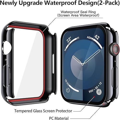 Miniatura 51 de Misxi [Paquete de 2] - Funda impermeable con botón para Apple Watch Series 6, SE, Series 5, Series 4 de 40 mm, funda protectora anticaídas de 1