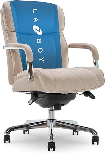 La-Z-Boy Sutherland - Silla de oficina ejecutiva de cuero acolchado con brazos acolchados, silla de escritorio ergonómica de respaldo alto con