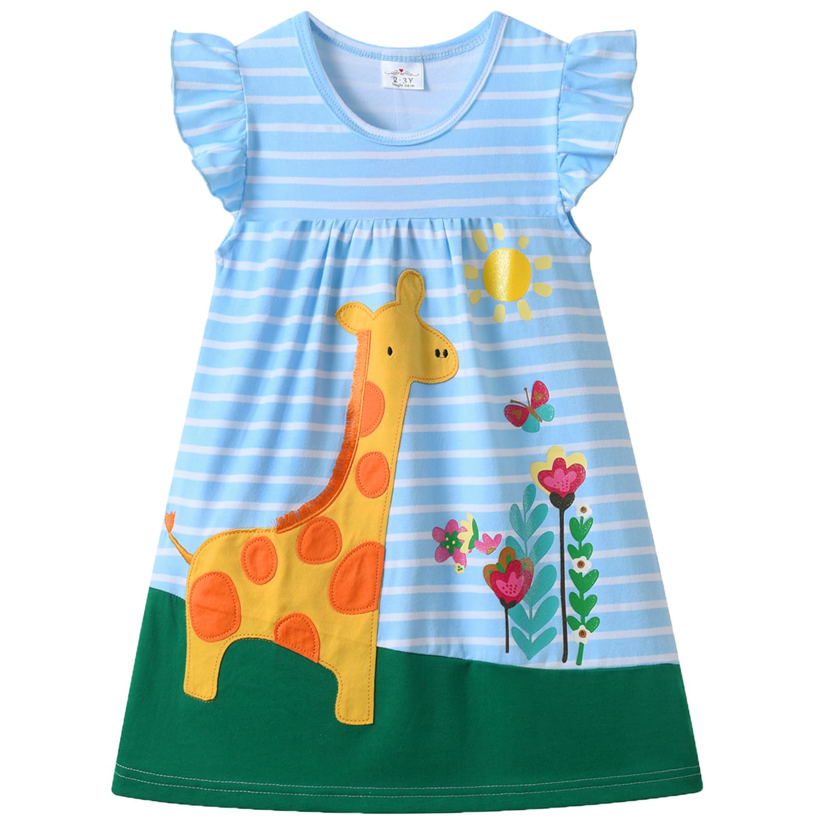 VIKITA Vestido para Niñas Manga Larga Algodón Princesa Casuales Bebe Niñas 2-8 años — view 12