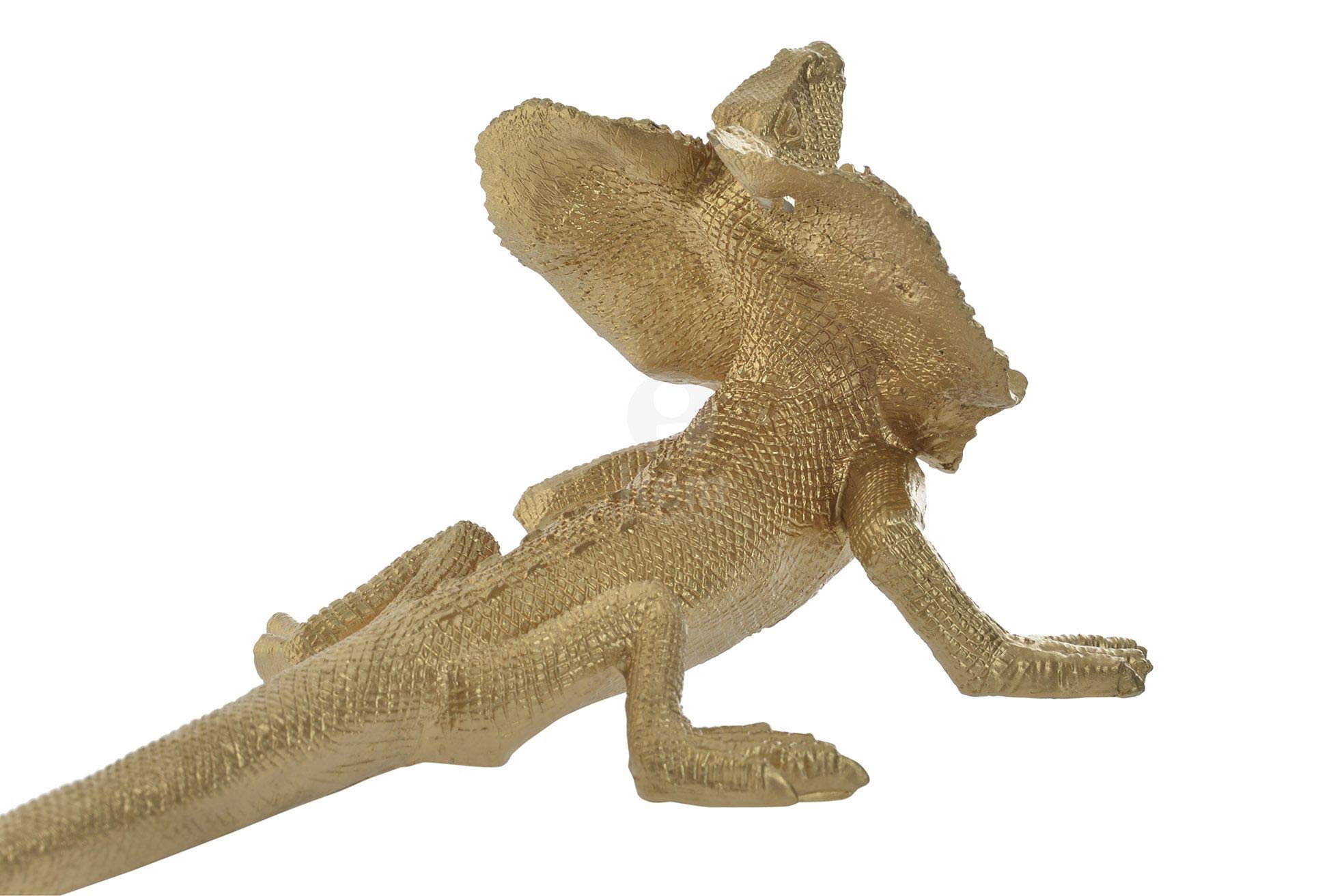 Figurine Statuette déco Lézard à collerette doré - Couleur Or - Reptile - 28 cm