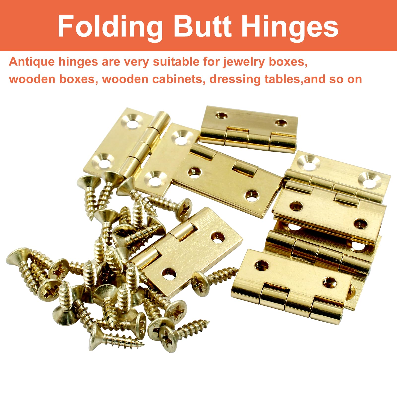 Mini Butt Hinges - 8 Pack Brass Hinges -4