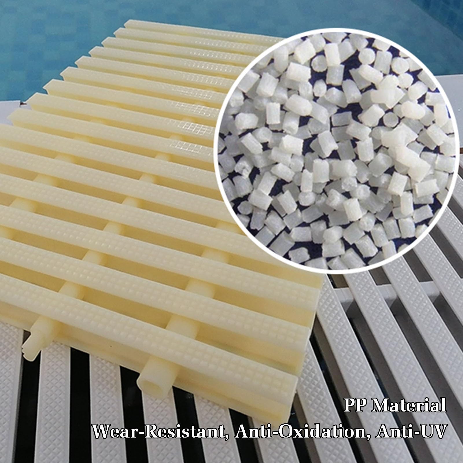 Rejillas para Piscinas, Rejilla de Drenaje Duradera para Piscinas - Canaleta de PVC empalmable, 25x100CM, Juego de 4, Ideal para desagües de rebosadero en Interiores y Exteriores, p