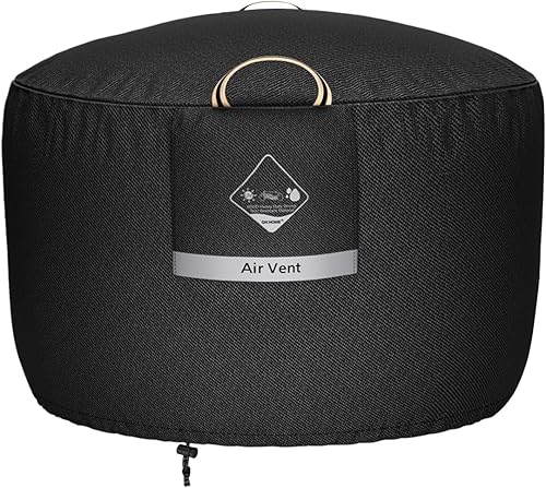 Miniatura 11 de QH.HOME Cubierta redonda para hoguera súper impermeable, cubierta redonda de 40 pulgadas para fogatas al aire libre, 600D, fuerte resistente a