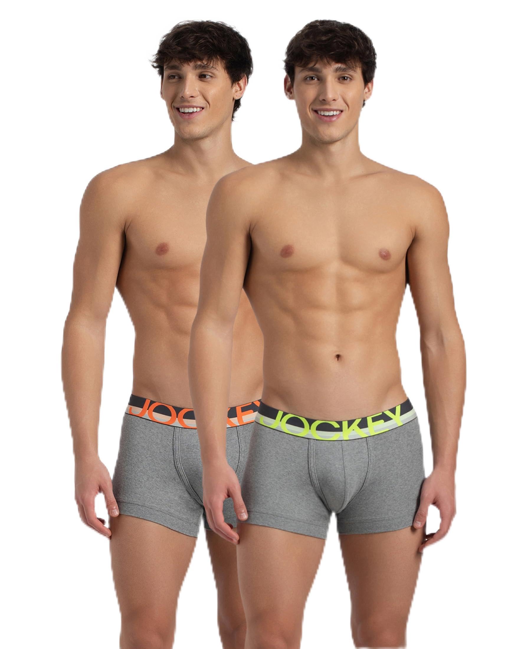 jockey FP03 Men's Super Combed Cotton Rib Solid Trunk with Ultrasoft Waistband (Pack of 2) _Grey_XL-picture-50
