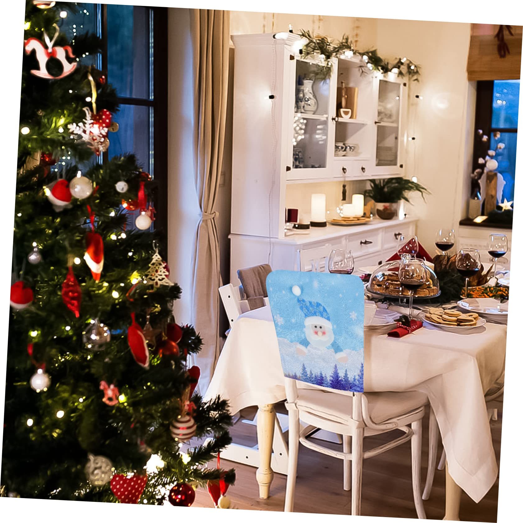 Ciieeo 2piezas Funda De Silla Navideña Luminosa Azul para Comedor y Decoración Festiva De Instalar y Limpiar para Celebraciones y Banquetes