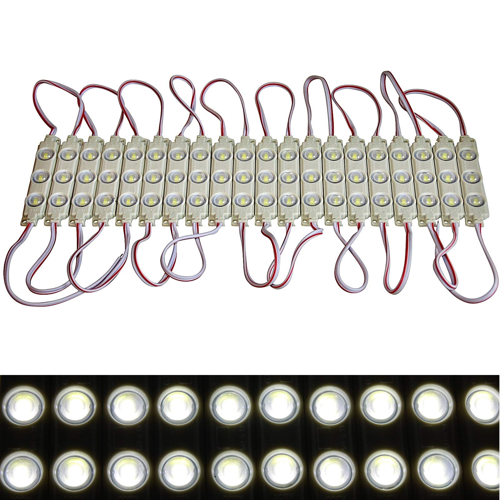 LED Module +- Netzteil - Tageslicht weiß 6500K - 12V - 3x 5730 SMD (50x ohne Netzteil)