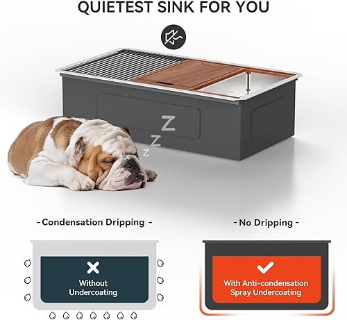 Miniatura 8 de Lordear Fregadero de cocina de 33 pulgadas de montaje inferior - Fregaderos de cocina de acero inoxidable de 33 x 19 pulgadas, estación de trabajo,