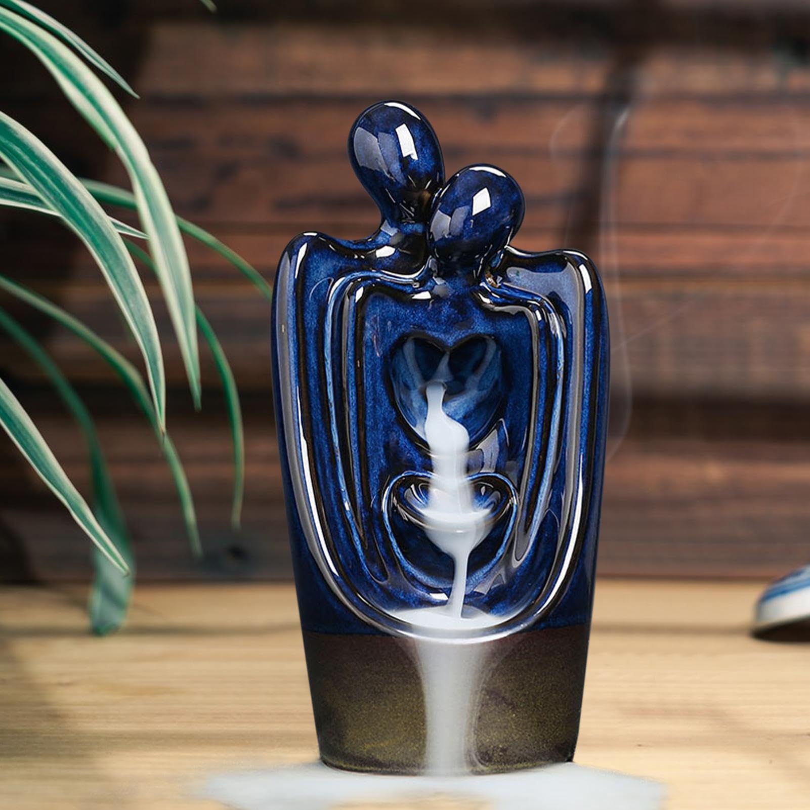 Porta incenso per coppie, romantico bruciatore di incenso in ceramica a cascata, coppia di bruciatori di incenso a riflusso per gli , porta coni di incenso decorativo per aromaterapia | Stufa per aromaterapia a riflusso centrotavola da tavolo, bruciatore