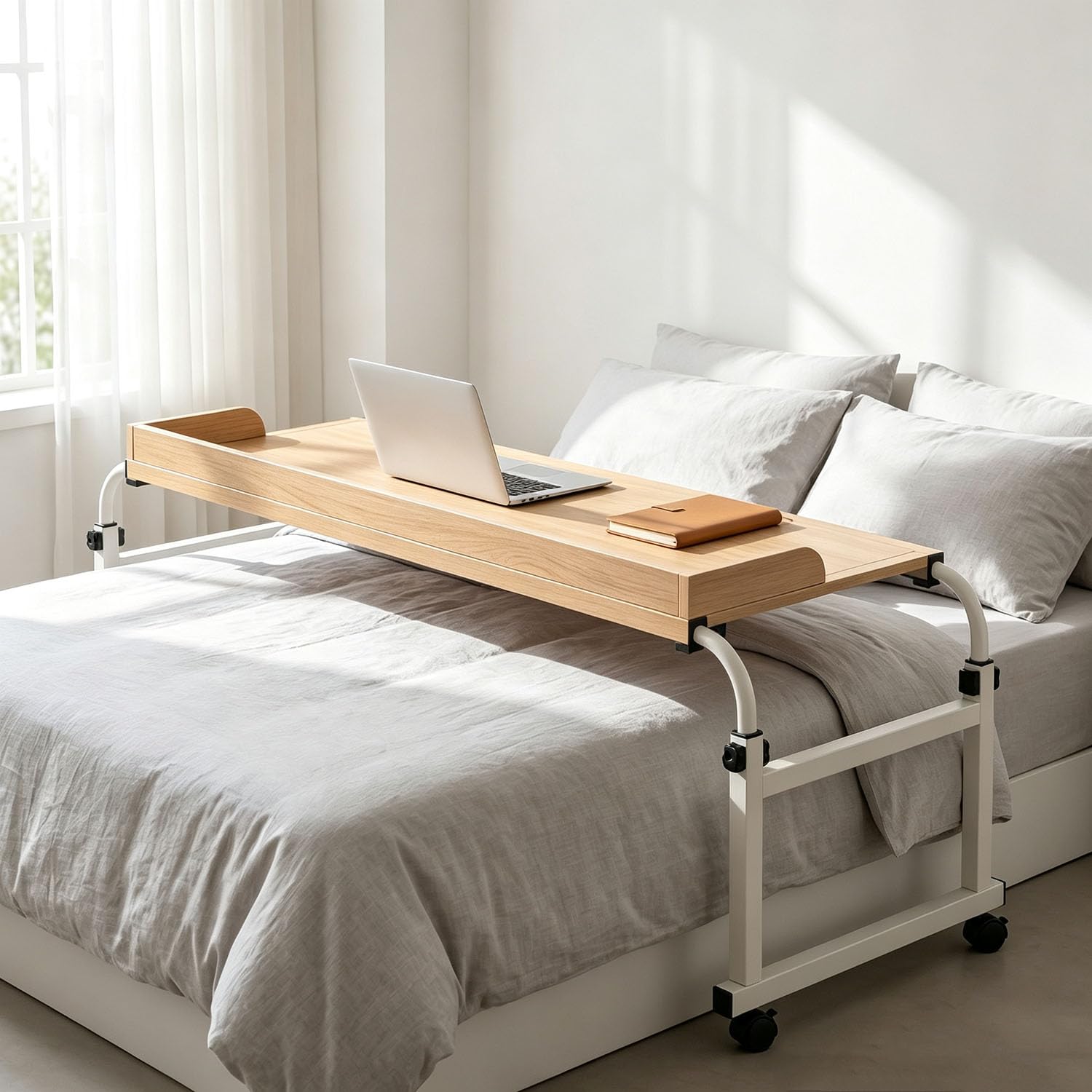 GXQFC Rolling Over Bed Desk, Computer Desk Mobile Laptop Cart