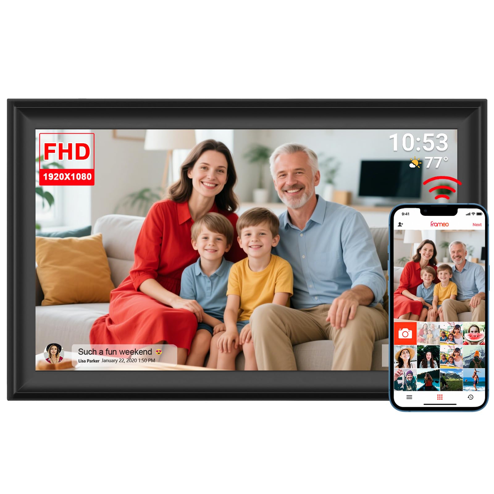 64GB 15.6 Inch Frameo Digital Photo Frame WiFi -1920 * 1080 FHD Digital Picture Frame, IPS Touch Screen Electronic Frames With Auto-Rotate, Slideshow, Wall-Mounted, Share Photos Videos Instantly - View #9