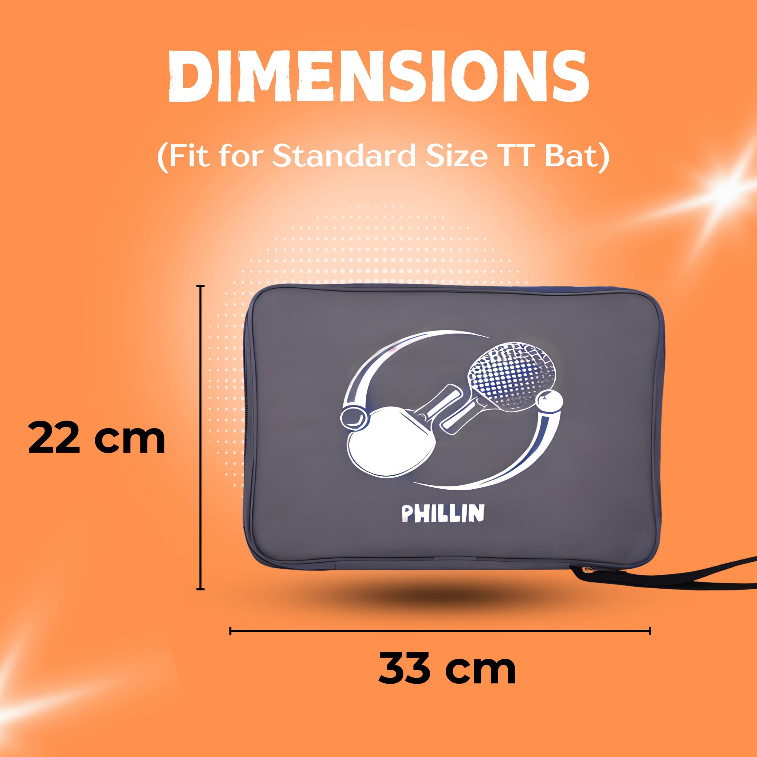 PHILLIN PHLLIN Table Tennis Racket Cover with Zipper Closure TT Bag Soft Feel Portable Waterproof Bat Carrier Ping Pong Paddle Case - Grey 2