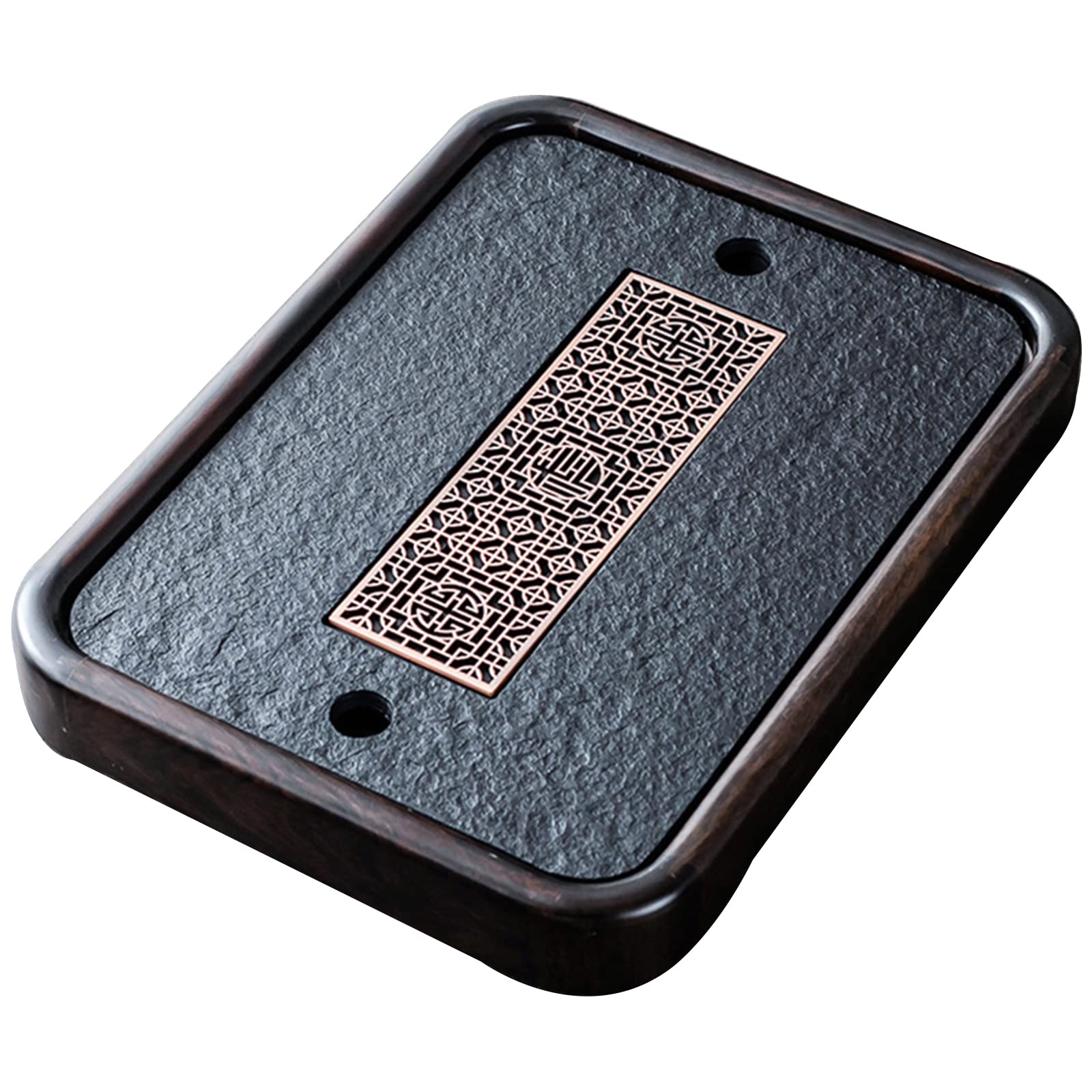 GTHTUHFD Kung Fu Tea Tray, Kung Fu Small Tea Tray Chinese 20 Inch Rectangle Reservoir Type With Stainless Steel Chassis, Drain Connection,A