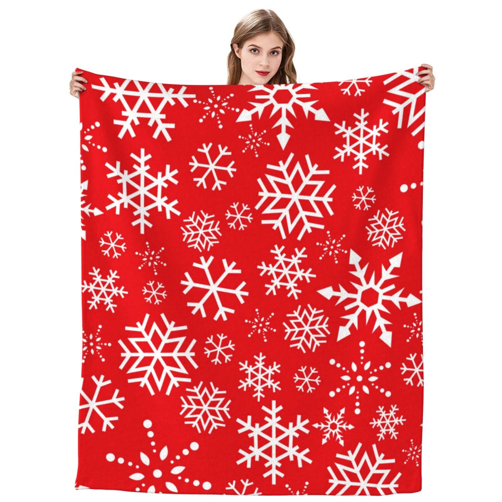 Weihnachts-Überwurfdecke | Goldene Kugeln & Schneeflocken | 127,7 X 152,4 Cm | Aus Weichem Flanell | Für Couch & Bett