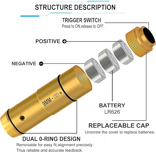 Miniatura 3 de Laser Training Cartridge,Laser Dot Trainer with Built in Metal Snap Cap for Dry Fire Training Practice, Extra Rubber Back Cap and Four O-Ring