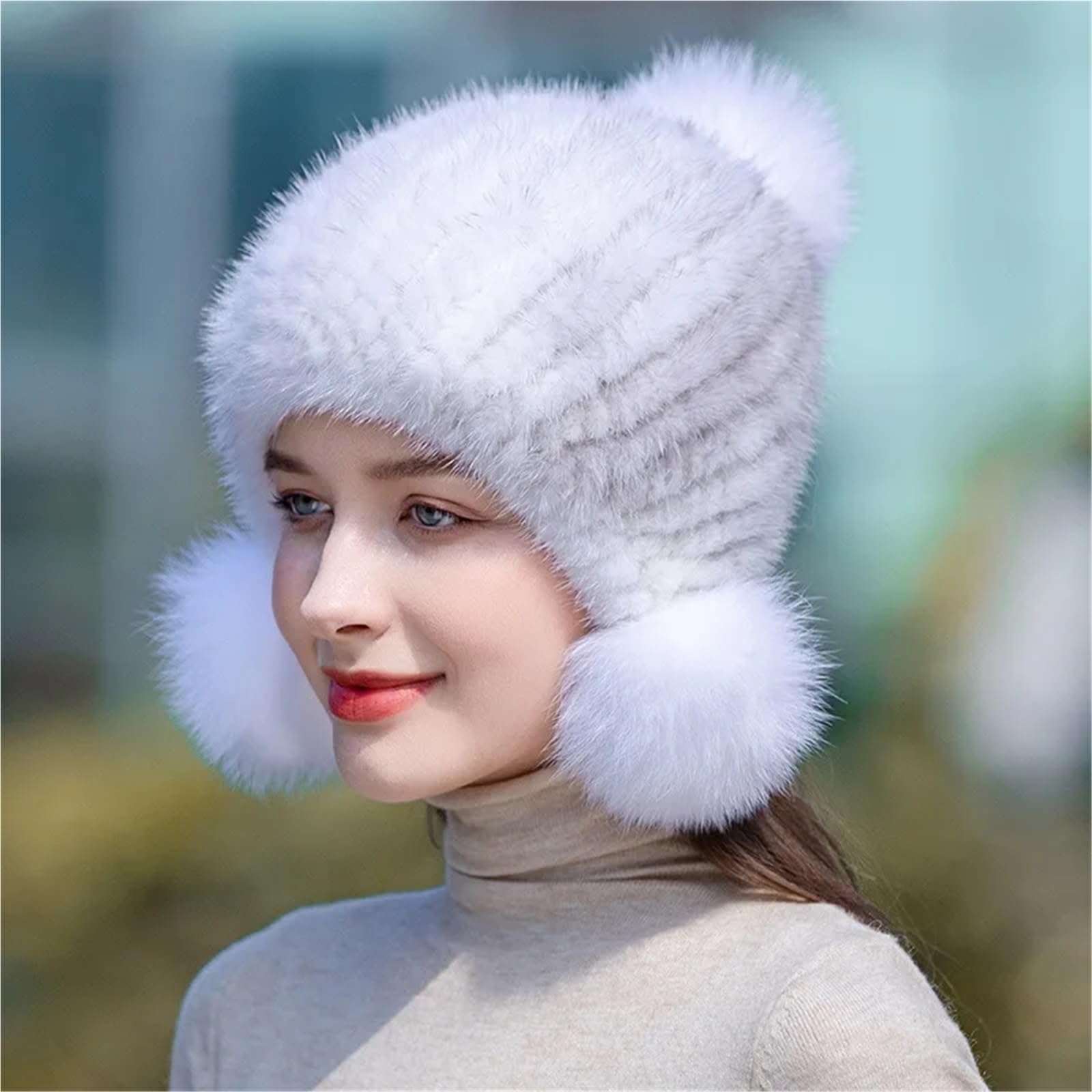 Cappellino Donna Invernale Cappello Invernale da Donna Berretto Caldo Lavorato a Maglia I Berretti a Spirale con Pompon sulla Parte Superiore