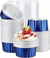 Vista 14 de EUSOAR Moldes desechables de papel de aluminio con tapas, 30 piezas de 5 onzas (4.2 fl oz) de papel de aluminio para magdalenas, tazas para hornear