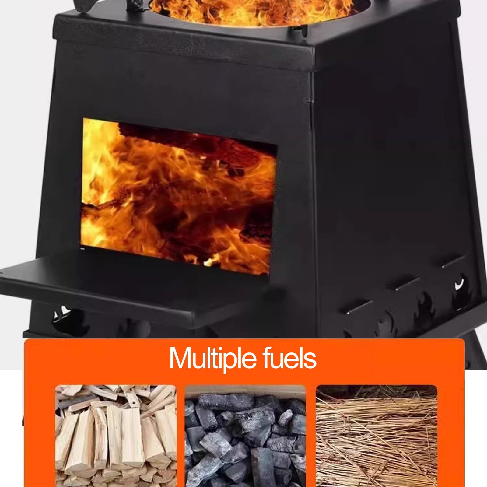 Réchaud de camping portable, réchaud à bois amovible avec sac de transport pour barbecue, pique-nique, randonnée et camping