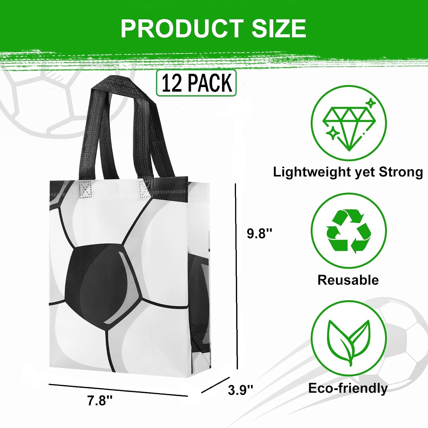 Soccer Themed Reusable Gift Bags with Handles - Durable, Waterproof Goodie Bags for Soccer Party Favors, Team Gifts image 3