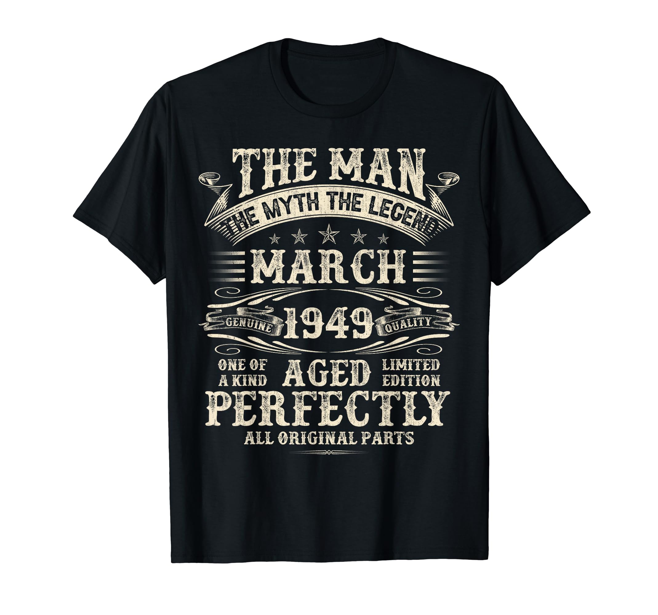 Funny Vintage Birthday Outfit Gifts For Men Women75 Year Old Birthday Gifts for Men Women Born in March 1949 T-Shirt
