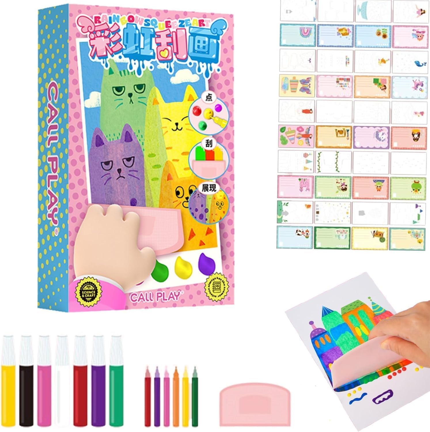 DIY Scratches Art for Kids, DIY Postcards, Dot Painting Paper Set Notebooks for Kids, Cool Rainbow Party Favors, Cool Rainbow Party Favors DIY Postcard Gifts for Girls and Boys Ages 6+ (1pcs)