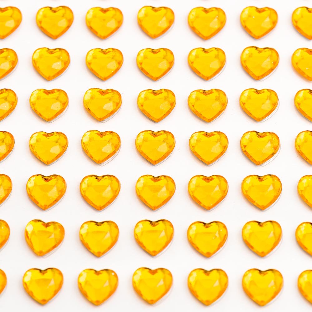 Italian Options - 6mm Gold Heart Self Adhesive Stick on Gems (100 pcs)